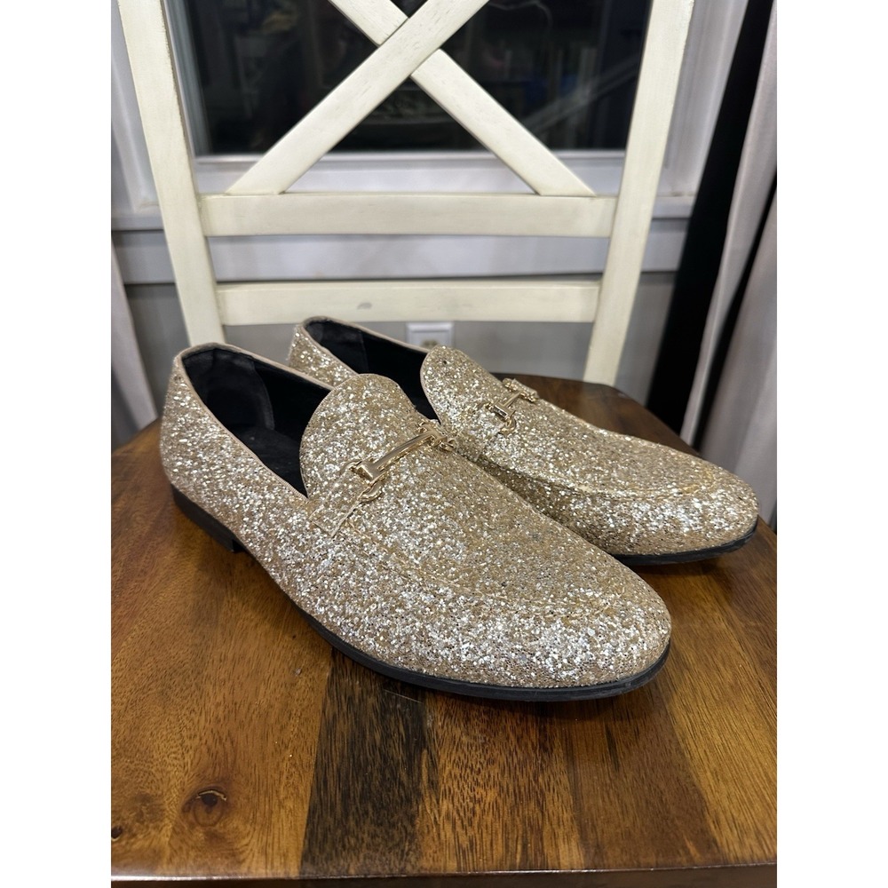 Men's Gold Glitter Loafers